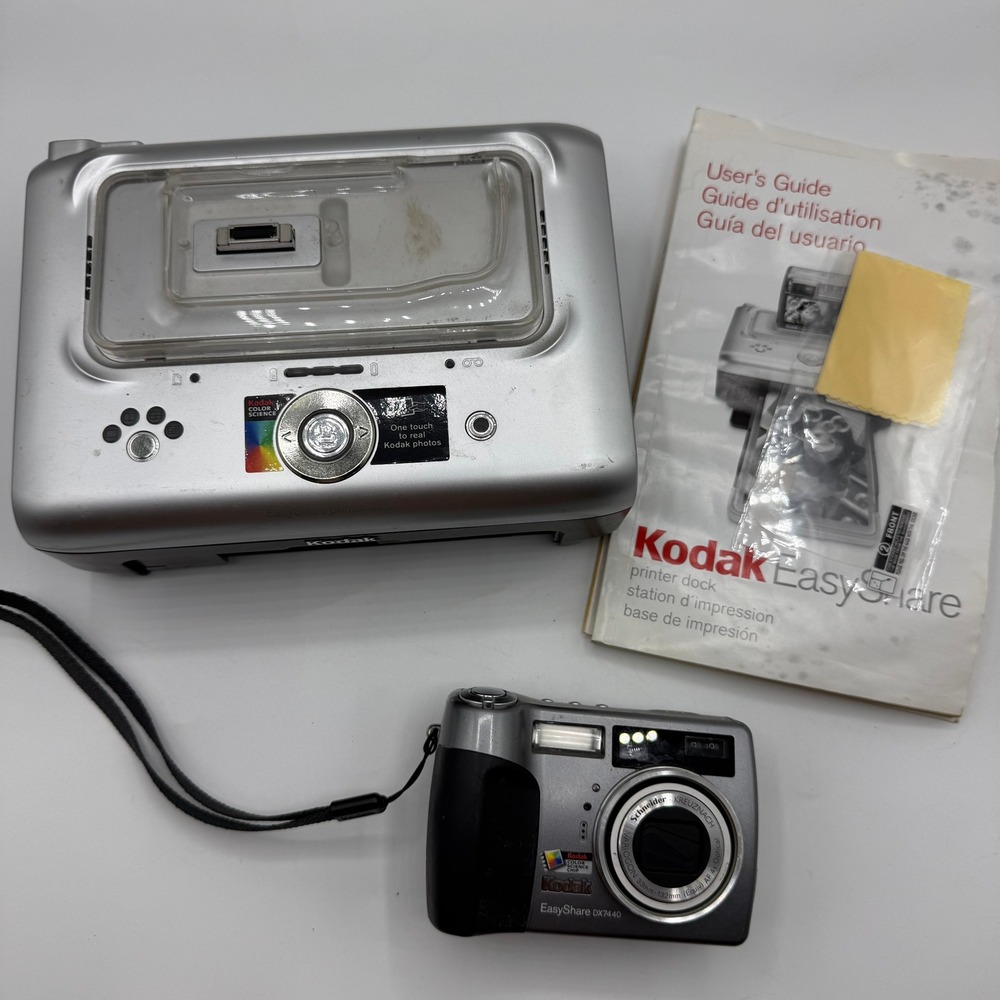 Kodak EasyShare DX7440 Digital Camera & Printer Dock Silver Untested For Parts